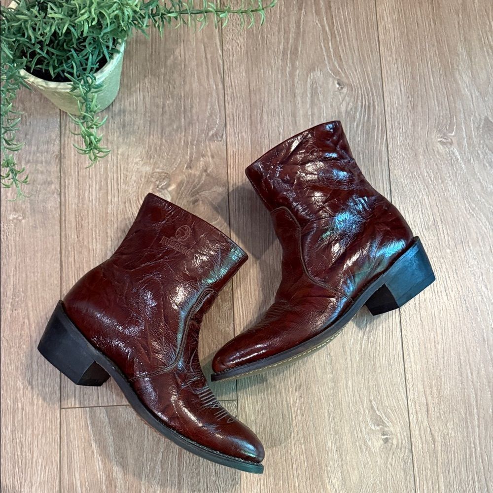 DURANGO MENS GEUINE LEATHER WINE/DARK RED WESTERN BOOTS SIZE 7 WIDE EEEUC